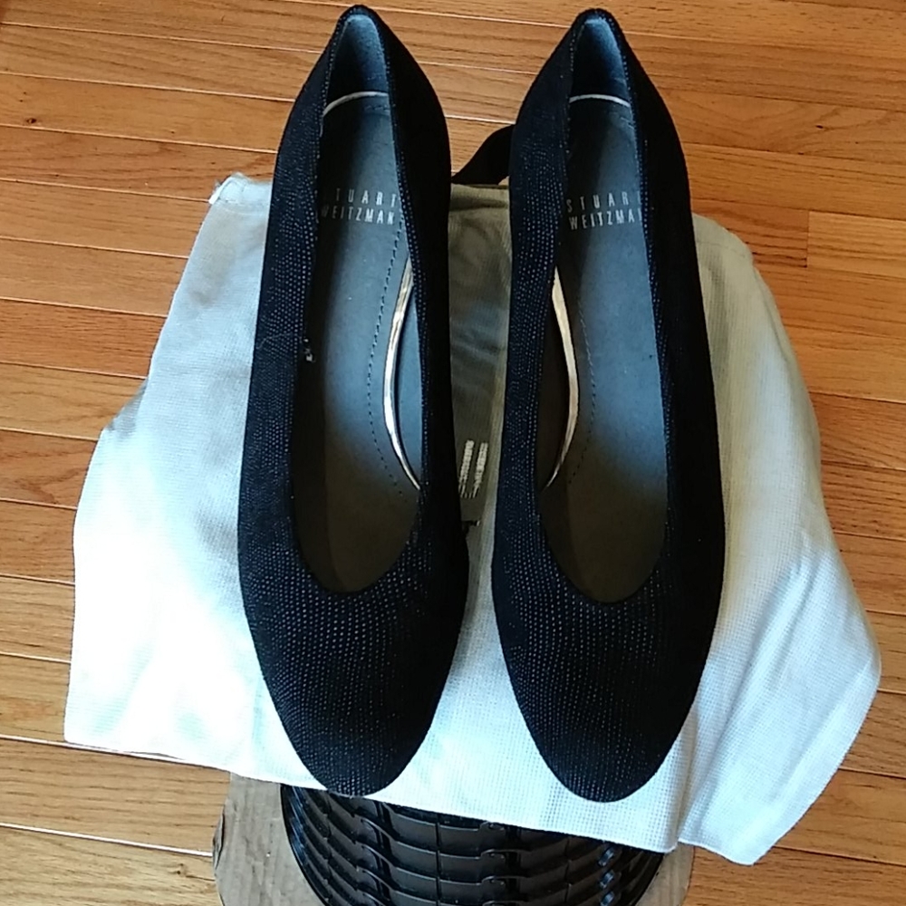 Stuart Weitzman Metallic Black Heels